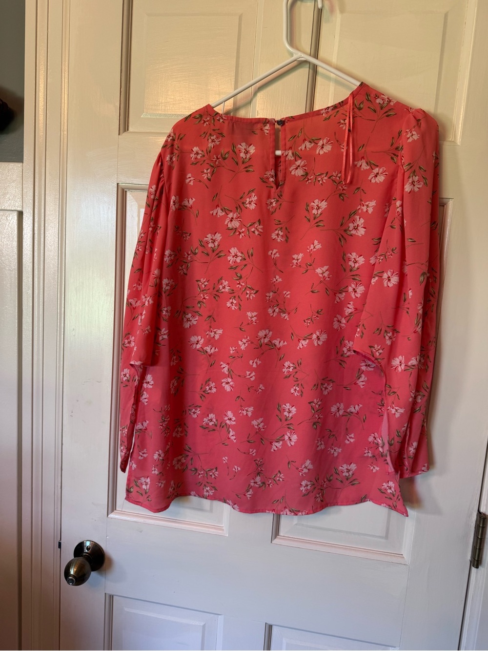 CeCe Coral Pink Floral Long-Sleeve Blouse - Picture 3 of 4